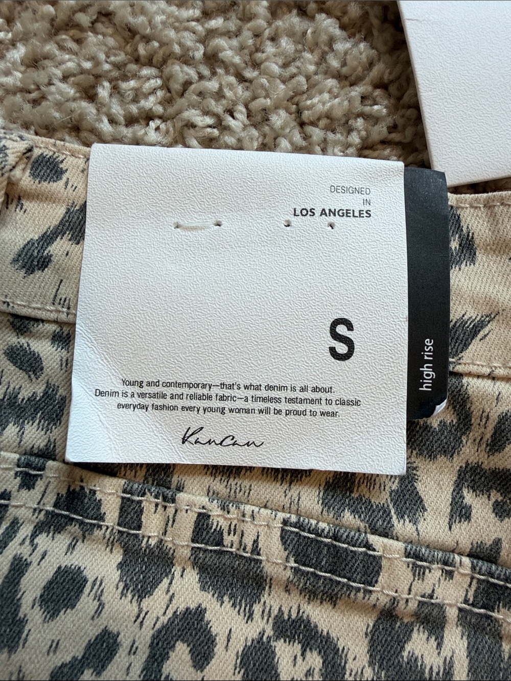 NWT Kancan Leopard Print Frayed Hem Women's Shorts - Beige/Black - Picture 4 of 5